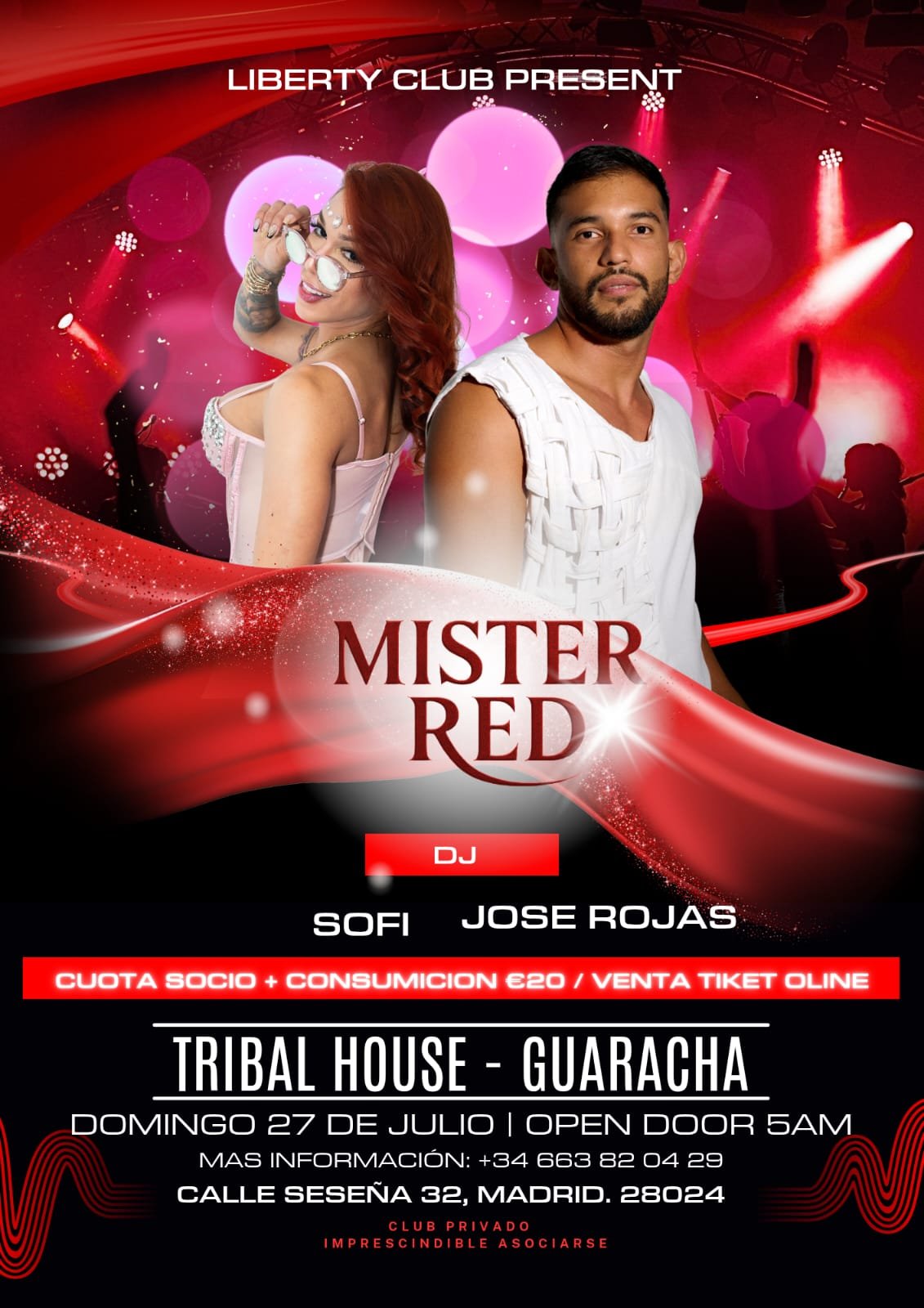 Cartel MR. RED dia 27 Julio LGTBIQ + OPEN MIND