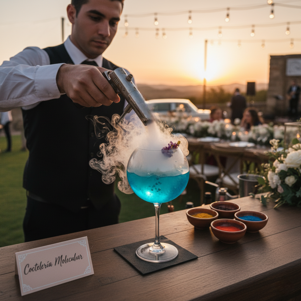 Cocteleria con nitrogeno Límite Music Events wedding planner bodas